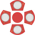 SHACOS Large Size Wedge Shape Placemats with Centerpiece Round Mat Set of 5 Round Table Place Mats Washable Dining Table Placemats Reversible, Red