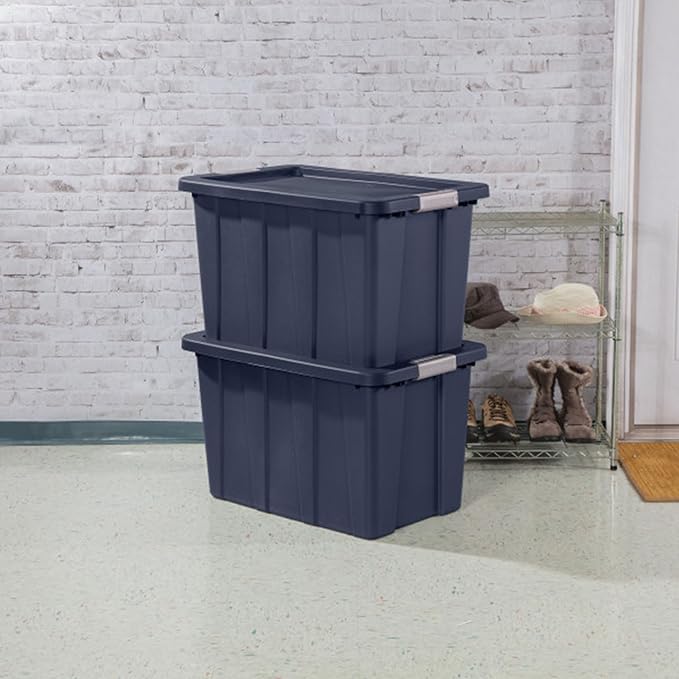 Sterilite 16-Pack Storage Bins with Lids, Heavy Duty Totes, Tuff1, 30 Gallon, Dark Indigo