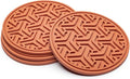 Drink Coasters for Tabletop Protection - Set of 4 No-Slip Silicone Rubber Coasters for Coffee Table, Desk & More - USA-Made Coasters for Drinks w/Liquid-Catching Grooves (Burnt Orange)