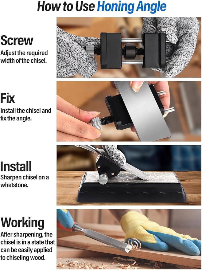 Diamond Sharpening Stones with Honing Guide, Kalolary Knife Sharpener Stone with Non-Slip Base for Chisels Planes Sharpening Stone Set Fine/Coarse Diamond Sharpening Plate with Angle Guide (400/1000)