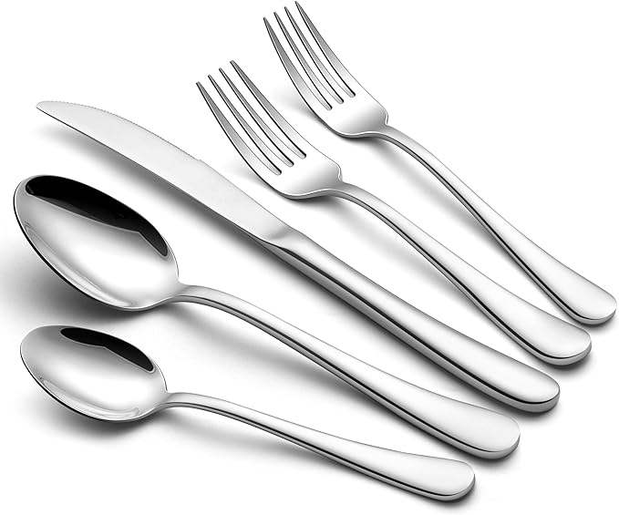 Onader 60 Piece Heavy Duty Flatware Set, Stainless Steel Silverware Cutlery Set for 12