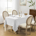 Softalker Linen Textured Rectangle Tablecloth, Waterproof Wipeable Farmhouse Burlap Table Cloth, Stain Resistant Wrinkle Free Table Covers for Kitchen Dining Holiday Party (52 x 70, White)