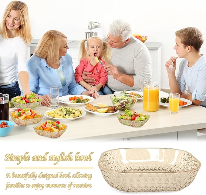 Clear Plastic Bowls, 24 Pack 22 Oz Plastic Serving Bowl Salad Serving Bowl Fruit Salad Bowl For Party Wedding Birthday Snack Fruit (Gold)