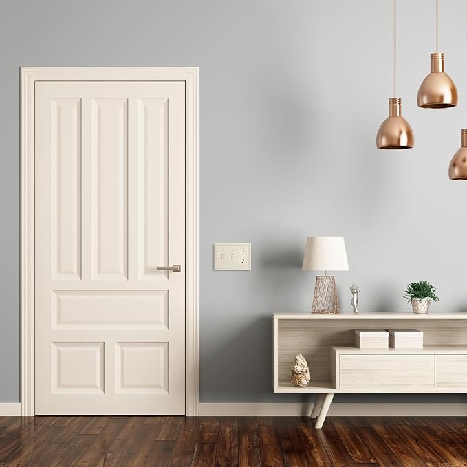 Henne Bery Sunken Pearls Heavy Duty Decorative Wall Plate Switch Plate Outlet Cover (Double Toggle/Single Decorator, Light Almond)