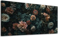 ADJUVANT Wall Art Floral 48"L x 24"W, Dark Hued Vintage Flowers With Lush Foliage Canvas Painting Elegant Blooms Artwork Retro Garden Prints Floral Wall Decor for Living Room Bedroom Study Home Office
