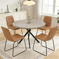 44" Round Dining Table with Cozy Chair Set for 4, Modern Mid-Century Dining Table Set of 4, Dinette Sets with Metal Leg for Kitchen Dining Room Apartment(Gray Table + Brown Chairs)