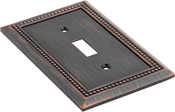 Henne Bery Sunken Pearls Heavy Duty Decorative Wall Plate Switch Plate Outlet Cover (Single Toggle, 2 Pack, Aged Bronze)