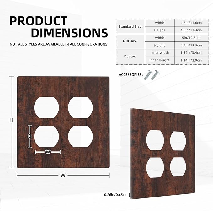 Light Switch Cover Brown Red Rustic Wood Grain Retro Farmhouse 2 Gang Decorative SwitchPlates Double Duplex Wall Plates Switch Plates and Outlet Covers for Farmhouse Cabin Decor