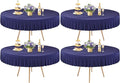 4 Pack Navy Blue Spandex Round Tablecloths for 60 Inch Tables, Stretchy Fitted 5FT Cloths, Wrinkle-Free Cover With Skirt for Wedding Party Dining Banquet