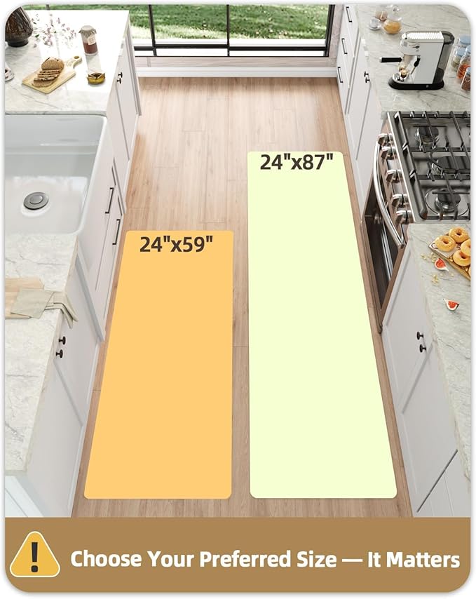 Color&Geometry Floral Kitchen Mat 24"x59", Anti Fatigue Mats for Kitchen Floor, Kitchen Rugs Non Slip, Waterproof & Oil Proof Kitchen Runner for Standing Desk Office, Sink - Floral Beige