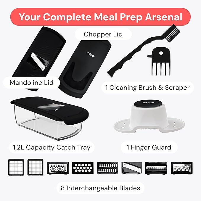 Fullstar The Original Pro Chopper - Vegetable Chopper and Spiralizer, Food Chopper with Container, Fruit Slicer, Kitchen Gadgets & Gifts, Home Essentials (8 in 1, Black)