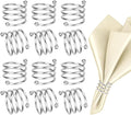 Silver Napkin Rings Sets of 12, Metal Napkin Holders Thanksgiving Fall Christmas Party Table Decorations Birthday Wedding Holiday Dinning Table Decor Gifts Idea for Home Host Family Gatherings