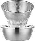Colander Stainless Steel 304 with Mixing Bowls, 5QT Large Capability Strainers and Colanders for Kitchen, Pasta Strainer for Washing Vegetables, Fruit and Rice, Dishwasher Safe(2PCS)
