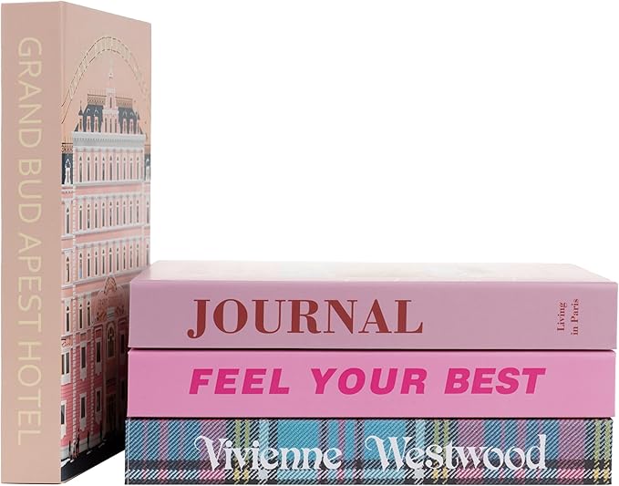 Velvet Medium | 4 PCS Faux Decorative Books for Home Decor | Not Real Books (Cardboard Boxes) | Coffee Table, Shelf Styling & Modern Aesthetic Accent Pieces for Living Room, Office