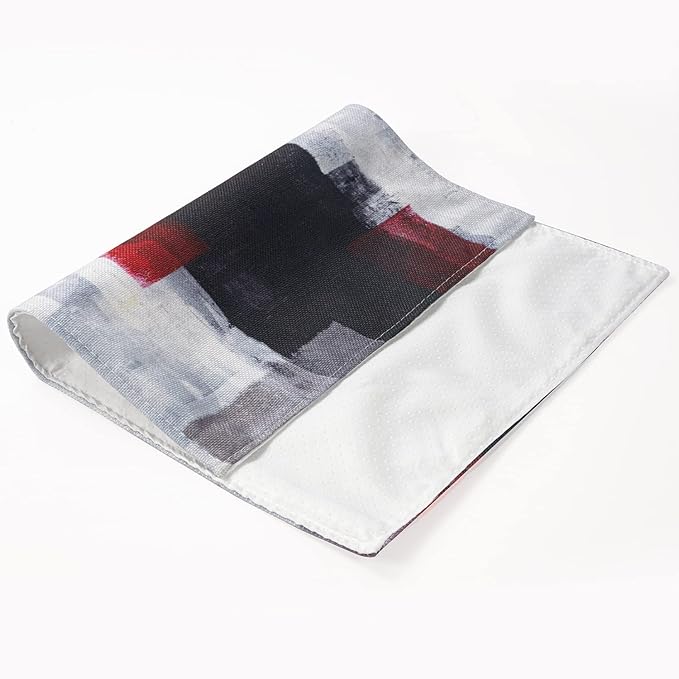 Red and Grey Modern Art Placemats Set of 4, Heat Resistant Non-Slip Artwork Dining Placemats, Washable Place Mats for Home Kitchen (Red and Grey, 18"X12")