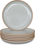 MORA Ceramic Plates Set, 7.8 in - Set of 6 - The Dessert, Salad, Appetizer, Small Dinner etc Plate. Microwave, Oven, and Dishwasher Safe, Scratch Resistant. Kitchen Porcelain Dish - Earl Grey