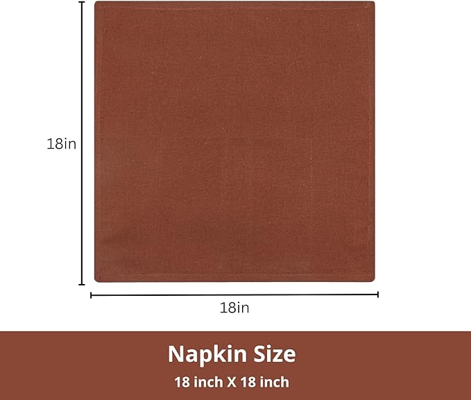 PurpleEssences Rust Set of 12 Cloth Dinner Napkins 100% Cotton 18x18 Inch - Soft Durable Washable - Ideal for Farmhouse Party Fall Thanksgiving - Perfect Everyday Use Table Linen - Rust