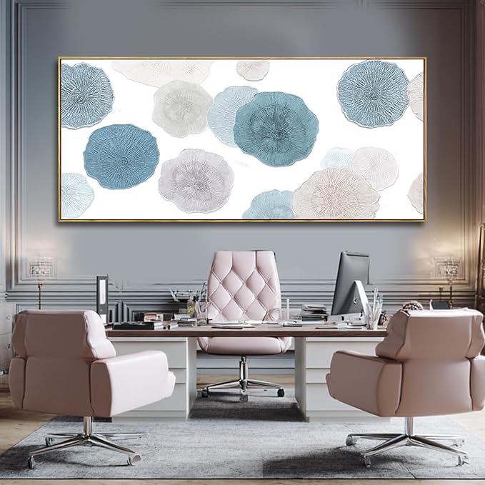 VAYIMDH Neutral Home Wall Decor Blue Canvas Wall Art Contemporary Decorative Painting 32"x70" Large Artwork for Living Room Bedroom