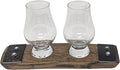 Premium 2 glass whiskey flight/Whiskey coaster/Crystal glass holder/Bar Decor/Barerl-Art (With Crystal Glasses)