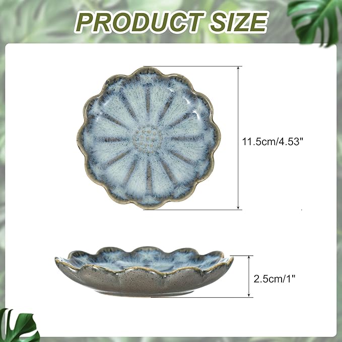 uxcell 1Pcs Ceramics Jewelry Plate, Sunflower Shape Key Holder Bowl for Entryway Table Decor Small Ring Tray Dish Gift for Women Girlfriend, Cold Ash
