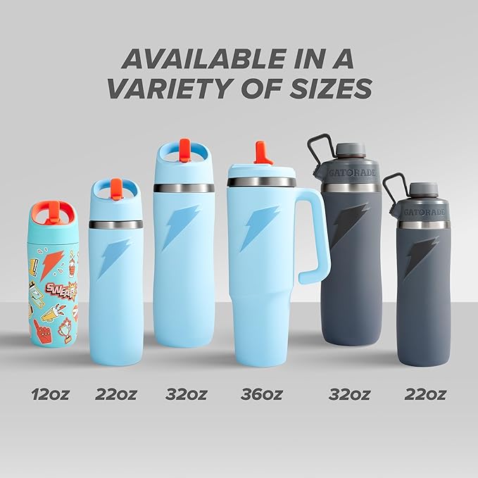 Gatorade 'Overtime' 32oz Stainless Steel Water Bottle, Twist Cap, Grey/Neon Yellow