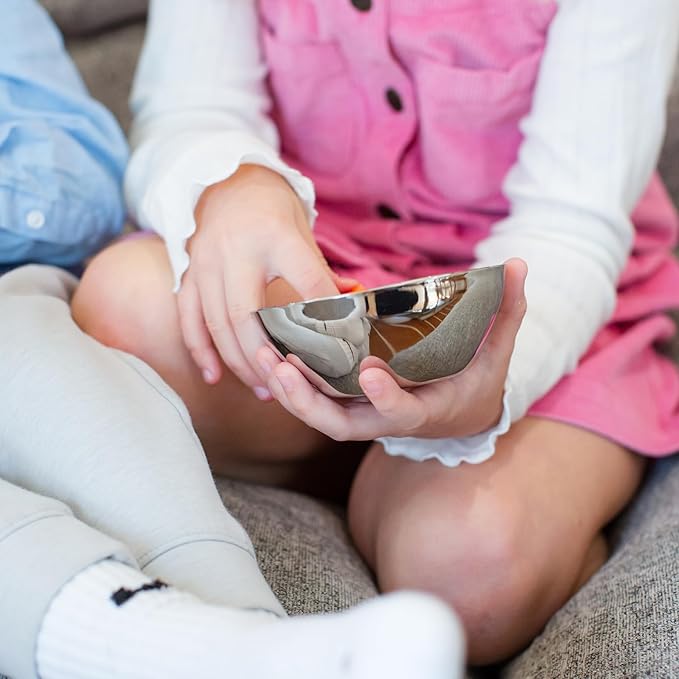Ahimsa Stainless Steel Kids Bowl, Durable Pediatrician Designed Toddler Snack Bowls, 12oz, Premium Non Toxic Metal, Easy to Clean & Dishwasher Safe, Silver