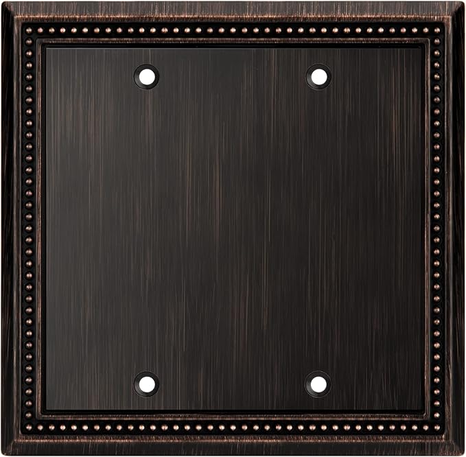 Henne Bery Sunken Pearls Heavy Duty Decorative Wall Plate Switch Plate Outlet Cover (Double Blank, Aged Bronze)