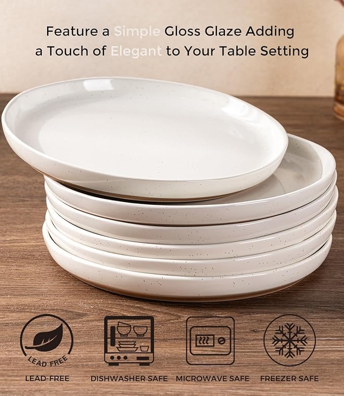 AmorArc Ceramic Appetizer Plates Set of 6, 8.25 Inch Handmade Stoneware Plates set for Dessert, Salad, Appetizer, Dinner, Microwave & Dishwasher Safe, Scratch Resistant