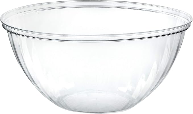 PLASTICPRO Disposable 150 Ounce Round Crystal Clear Plastic Serving Bowls, Party Snack or Salad Bowl, Chip Bowls, Snack Bowls, Candy Dish, Salad Container Pack of 8