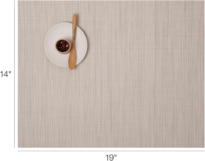 Chilewich Bamboo Placemats Set of 4 - Woven Rectangle Placemats - Reusable, Stain-Resistant, Indoor/Outdoor Tabletop Protection - 19" x 14" - Chino