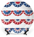 Ceramic Plates, American Flag Decor Decorative Ceramic Plates, Flag Round Bunting Election Ornament Pattern, 7 Inch, Household Plates Decorative, Blue Red