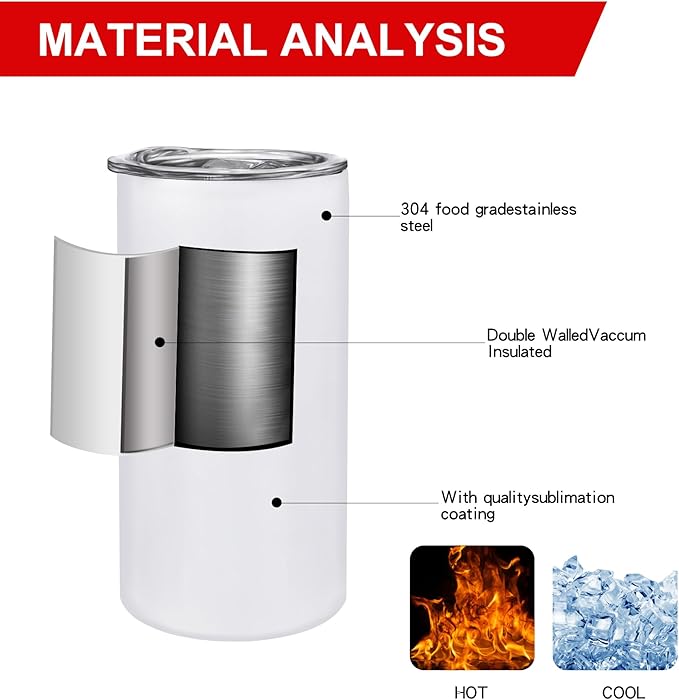 JYLJINGYULI 4 Pack 12 oz Sublimation Tumblers Blanks, 12oz Sublimation Tumbler Cups Blank Bulk, Straight Skinny Insulated Cup Stainless Steel Water Bottle with Lid and Straw for Craft DIY