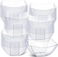 Tanlade 50 Pcs Square Plastic Serving Bowls Disposable Snack Salad Bowl Small Party Candy Bar Containers Taco Bar Serving Dishes for Buffet Chips Fruit(4 oz,Clear)