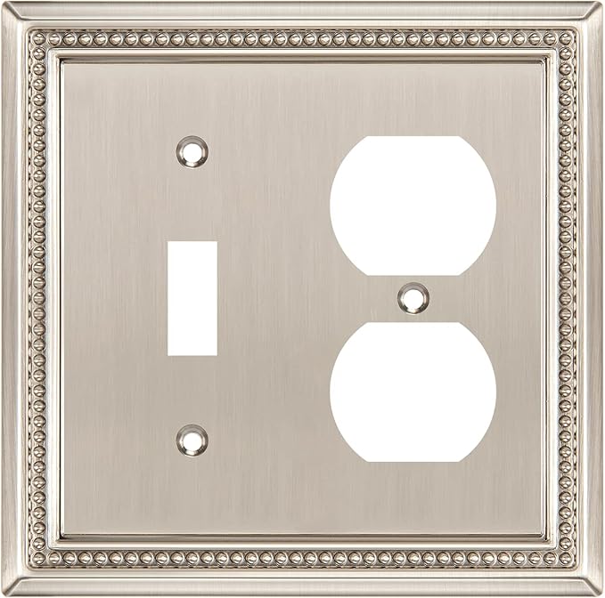 Henne Bery Sunken Pearls Heavy Duty Decorative Wall Plate Switch Plate Outlet Cover (Toggle/Duplex, Satin Nickel)