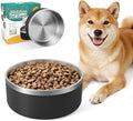 IKITCHEN Dog Bowl for Food and Water, 40 Oz Stainless Steel Pet Feeding Bowl, Durable Non-Skid Double Wall Insulated Heavy Duty with Rubber Bottom for Medium Large Sized Dogs (40 Ounces/5 Cup, Black)
