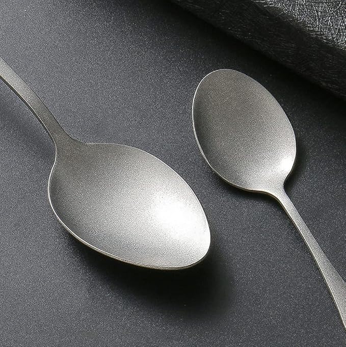 Matte Silverware Set for 10 Stainless Steel Flatware Set Vintage Style Delicate Cutlery Utensils 50 Piece Include Knives Forks and Spoons Tableware Set for Home Kitchen Wedding Restaurant