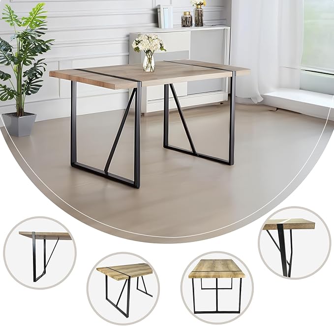 Dining Table Set for 4, Modern Table and Chairs Set of 4, 5 Piece Dining Table Set Include Wooden Rectangle Kitchen Table and 4 Fabric Chairs Ideal for Kitchen Dining Room Easy to Assemble