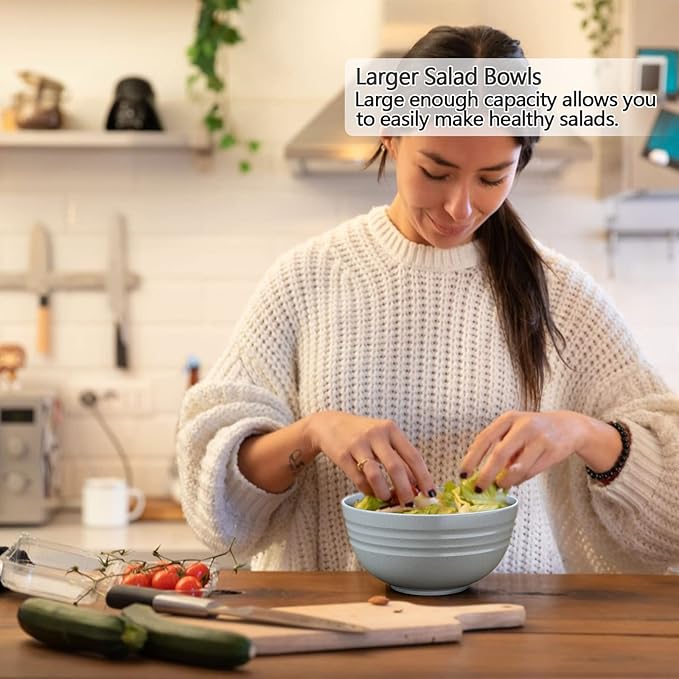 Homestockplus 【Set of 6】 Unbreakable Soup Bowls, 34 Ounces Big Bowls Microwave and Dishwasher Safe BPA-Free Bowl for Cereal, Salad, Soup, Ramen,Oatmeal Apply to Kitchen, Dishwasher & Microwave Safe