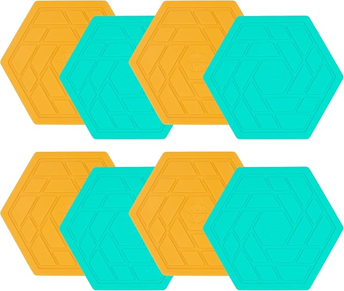 Silicone Drink Coasters Set of 8,Flexible & Heat-Resistant - Perfect for Home Decor & Table Protection (Saltwater/Mango)