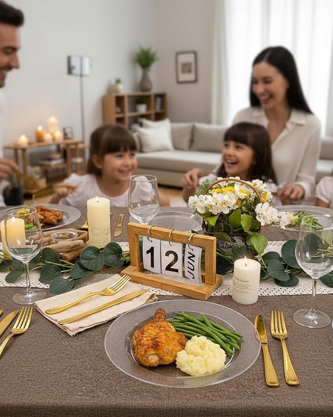 bUCLA 100Pieces Clear Plastic Plates -10.25inch Disposable Dinner Plates- Premium Weddings& Party Plates