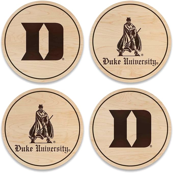 LazerEdge Duke Blue Devils Wooden Coaster Set - Maple Wood - Officially Licensed Product - 4-Pack