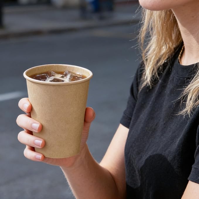 200 Pack 10 oz Kraft Paper Cups, Disposable Paper Coffee Cups, Brown Unbleached Drinking Cups for Hot/Cold Beverage, Home, Party, Cafes, Office, Bistros, Businesses