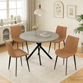 44" Round Dining Table with Chair Set for 4, Modern Mid-Century Dining Table Set of 4, Cozy Dinette Sets with Metal Leg for Kitchen Dining Room Apartment(Gray Table + Brown Chairs)