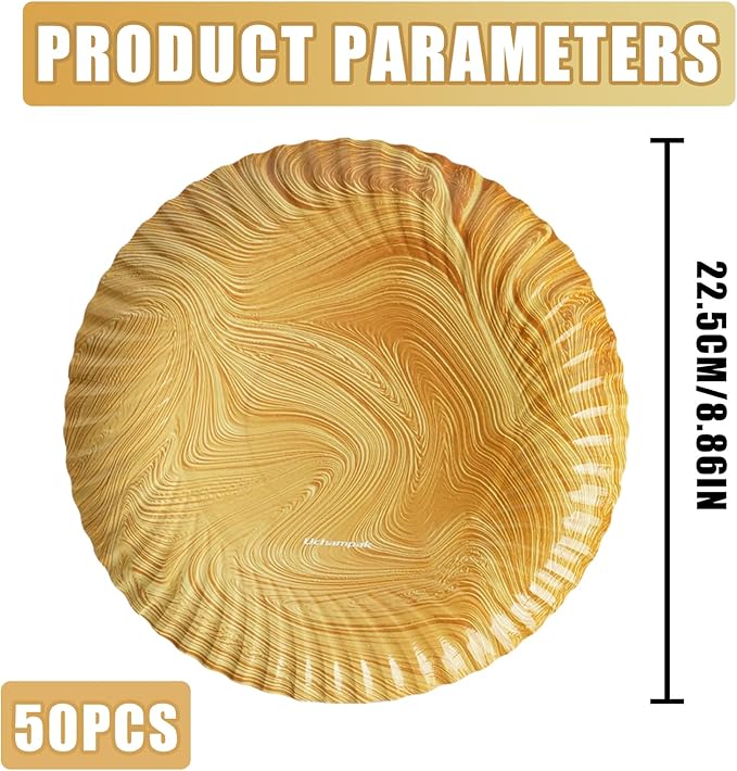50 Pcs Wood Grain Paper Plates, 8.9 Inch Wood Paper Plates Disposable Rustic Party Plate for Woodland Baby Shower, Camp Fire, Camping, Lumberjack Birthday Party Decorations