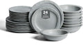 Stone Lain Oasis Stoneware 24 Piece Dinnerware Set, Home Kitchen Dish Set with Dinner Plates, Salad Plates & Bowls - Service for 8, Grey Blue