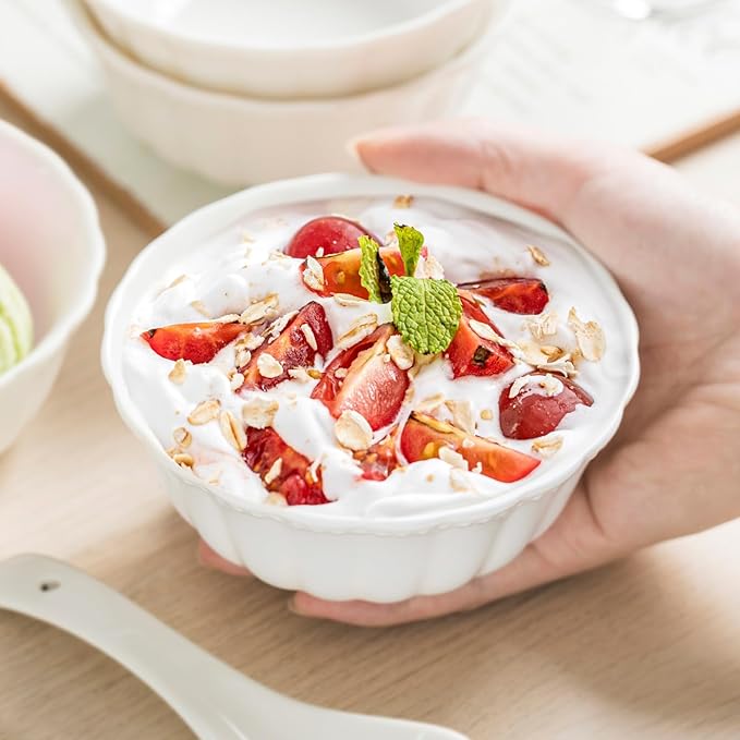 HOMBENE Pasta and Salad Bowls,8.5 Inch Serving and Soup Bowl Set, Microwave and Dishwasher Safe, Set of 2, White, Kitchen Plates and Bowls Set