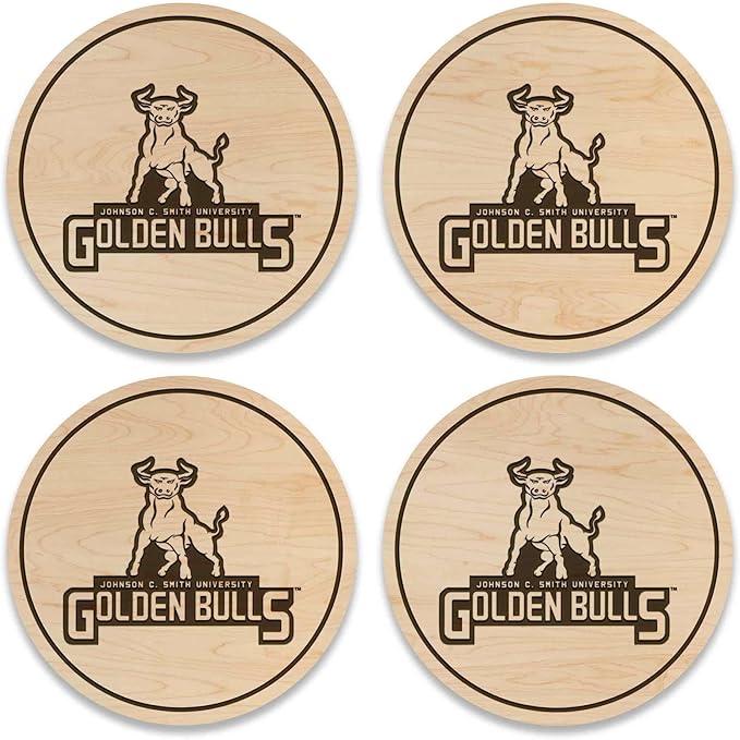 LazerEdge John C Smith Golden Bulls Wooden Coaster Set - Maple Wood - Officially Licensed Product - 4-Pack