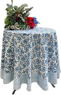 ATOSII Midnight Bloom 100% Cotton Spring Summer Round Tablecloth, Handblock Print Floral Table Cloth for Kitchen Dining Linen I Parties, Weddings, Outdoors, Holidays, Mother's Day I 60" Inches Round
