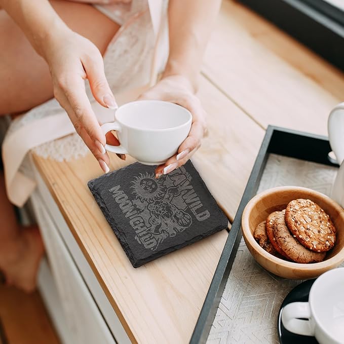 Slate Coasters Set of 36,4-Inch Black Square Stone Drink Coasters with Scratch-Resistant Backing,Durable Tabletop Protection for Home Office Kitchen,Ideal Housewarming Wedding Gifts