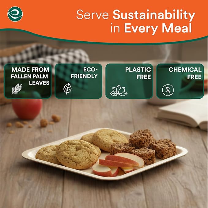 ECO SOUL Palm Leaf Plates 6" Square (200 Count) - Disposable, Eco-Friendly, Biodegradable Bamboo Appetizer Plates - Perfect Dinnerware for Parties, Weddings, Events & Holidays